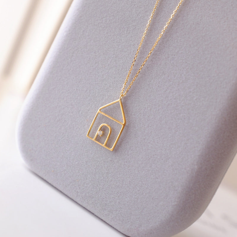 Little House 14k Plated Gold Necklace【The Dainty Lady】