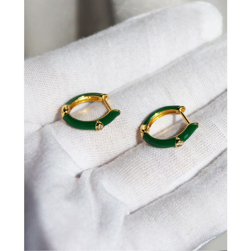 Green Bamboo Enamel Studs with Ziaron