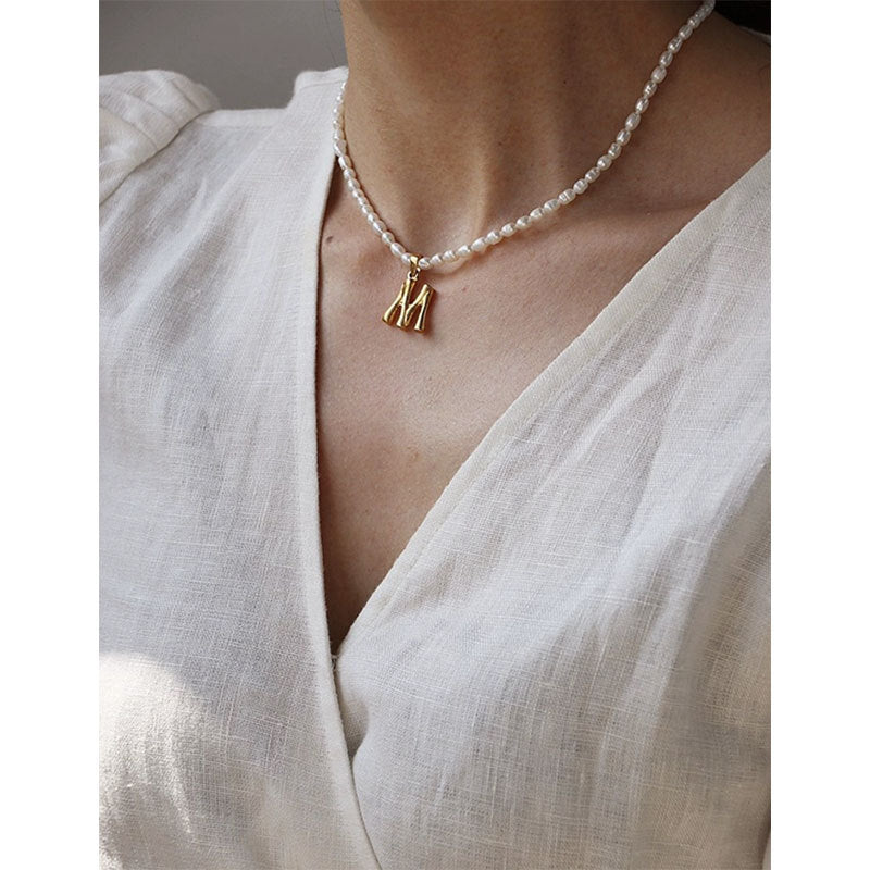 letter necklace | pearl necklace | alphabet necklace | dainty initial necklace | 18k gold letter a pendant | 14k gold letter c pendant | 14k gold letter a pendant