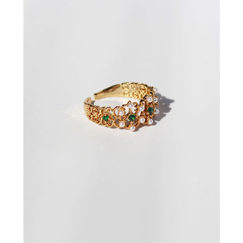 Green and Pearl Ring